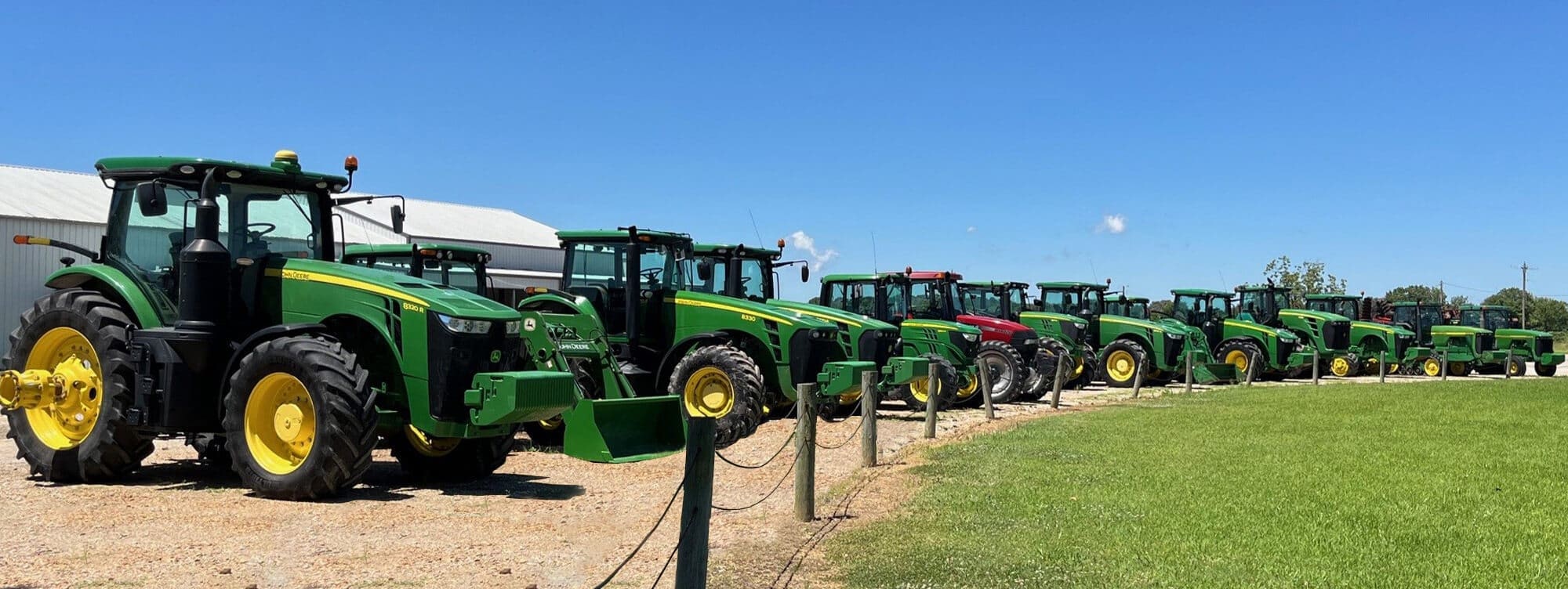 Agricultural tractor, excavator, and compact track loader ready for work